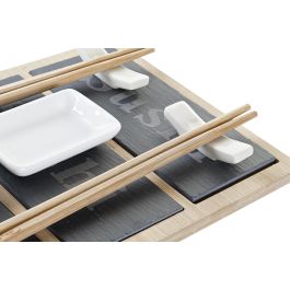 DKD Home Decor Sushi 19 x 3 x 25 cm Set de 7 Bambú Pizarra Natural Negro