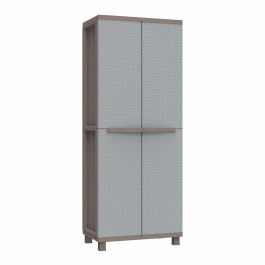 Terry Armario escobero jrattan 368, resina, gris, 4 baldas, 68x37.5x170 cm