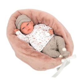 Muñecas Arias Muñeca Elegance Andie Gris con Cojín de Lactancia, Incluye Chupete (Muñeco de Peso) 40 cm
