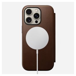 Nomad NM01679585 Folio para Apple iPhone 16 Pro con MagSafe - Funda de Cuero Marrón con Bolsillo para Tarjetas