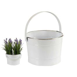 Cubo de Metal con Asa Blanca y Filo Plata Ibergarden 27x29.5x25 cm, 5000 ml (12 Unidades) Precio: 61.49999966. SKU: S3605593