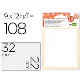 Liderpapel Etiquetas Adhesivas Blancas 22x32 mm Sobre 10 Hojas + 2 Obsequio Precio: 8.49999953. SKU: B137NEM3NF