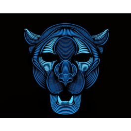 Atosa Máscara Pantera Luz LED con Sensor de Sonido para Fiestas, Halloween y Carnaval - Azul