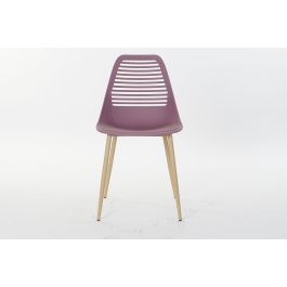 DKD Home Decor Silla Scandi Desmontable de Pp y Metal con Acabado Mate, Magenta y Marrón Claro (4 Unidades) – Altura Asiento 45 cm