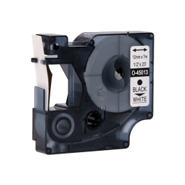 Q-connect Cinta Compatible Rotuladora Dymo 1000 Negro-Blanco 12mm x 7mt Oficina Hogar Escuela Hospital
