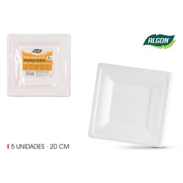Set de 5 Platos Biodegradables Cuadrados 20 cm Algon (24 Unidades) Precio: 15.49999957. SKU: B1GXREAPDZ