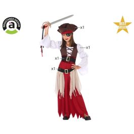 Disfraz Pirata Niña Infantil Rojo 10-12 Años Temática Piratas