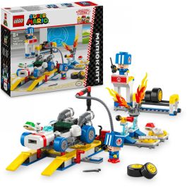 LEGO 72035 Mario Kart Garaje de Toad Set de Construcción Personalizable con Rayo GTI y 2 Toads Azules para +8 años