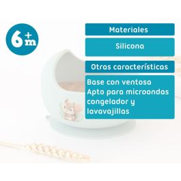 KioKids Cuenco de Silicona Verde con Ventosa para Bebé +6 Meses, Antideslizante, Libre de BPA - Colección Little Sauvages