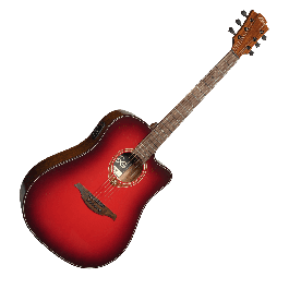 LAG Guitarra Acústica Electroacústica Dreadnought A/E Cutaway Edición Limitada Red Burst