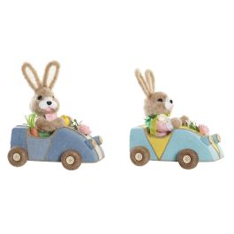 DKD Home Decor Figura Conejo Coche Shabby Azul Marron 15 x 29 x 23 cm (2 Unidades) Precio: 28.2777. SKU: S3030032