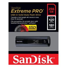 SanDisk Extreme Pro CZ880 USB 3.1 256GB 420MB/s Deslizar Negro