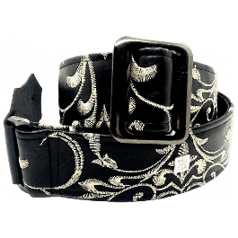 GETM Correa Guitarra Bajo Stenson Black Ajustable Hasta 165cm Polipiel Nailon Piel Negro