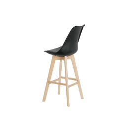 DKD Home Decor Taburete Scandi Negro Haya y Pu 50.5 x 109 x 57.5 cm