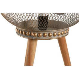 DKD Home Decor Lámpara Sobremesa Shabby Dorado Marron Metal Madera 33 x 51 x 33 cm