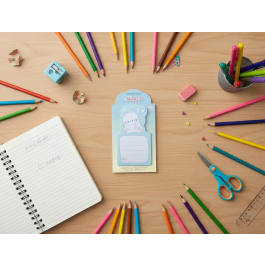 Imaginovo Bloc notas adhesivas oso con soporte 20 hojas azul 60x125 mm