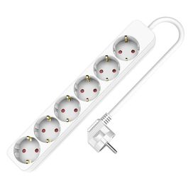Regleta Enchufes 6 Tomas sin Interruptor TM Electron TMUAD506 Blanco 3680 W (1,5 m)