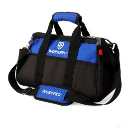 Workpro Bolsa de Herramientas con Cremallera, 21 Bolsillos, Base Impermeable, Boca Ancha, 51x26x29 cm, Negra y Azul Precio: 28.49999999. SKU: B12T83B4PC