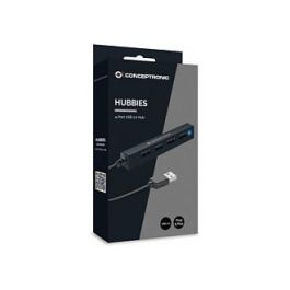 Conceptronic Hub USB 2.0 con 4 Puertos y Velocidad de Transferencia de Datos de 480 Mbit/s Color Negro