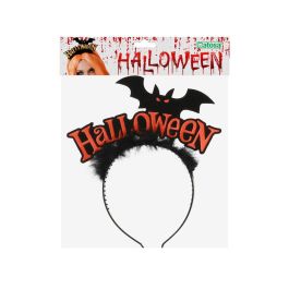 Diadema Halloween con Letras y Murciélago Negro y Naranja