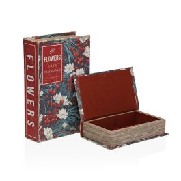 Caja Decorativa Versa Lienzo Madera MDF Flores Libro Caja Decorativa Versa Lienzo Madera MDF Flores Libro
