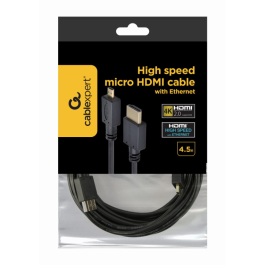 GEMBIRD Cable HDMI a Micro HDMI 4.5m Negro, HDMI Tipo A a Tipo D, Alta Velocidad con Ethernet, Soporta 4K UHD y 3D Precio: 8.88999947. SKU: B16MGFQG78