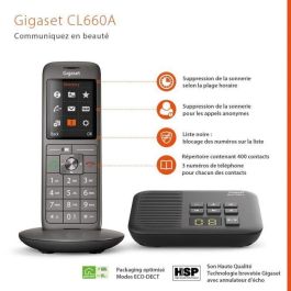 Gigaset CL 660 A Teléfono Fijo Inalámbrico con Contestador Automático, Pantalla Color 2.4", Directorio 400 Contactos - Antracita, Fabricado en Alemania
