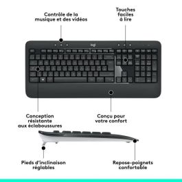 Logitech MK540 Combo Teclado y Ratón Inalámbrico, Teclado de Tamaño Estándar con Reducción de Ruido, Ratón Ambidiestro Ergonómico