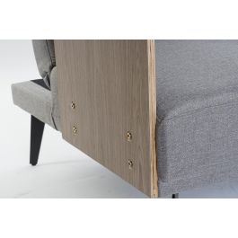 DKD Home Decor Sofa Cama Urban Gris, Marrón y Negro Poliéster Eucalipto Metal Desmontable - 203x87x81cm - Altura Asiento 41cm