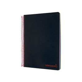 Cuaderno Espiral Liderpapel A5 Micro Wonder Tapa Plastico 120H 90 gr Cuadro 5 mm 5 Bandas 6 Taladros Color Negro