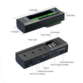CoreParts USB-C 10Gbps to dual bay HDD/NVMe M2 SSD clone converter for 2.5" and 3.5" SATA CoreParts USB-C 10Gbps to dual bay HDD/NVMe M2 SSD clone converter for 2.5" and 3.5" SATA