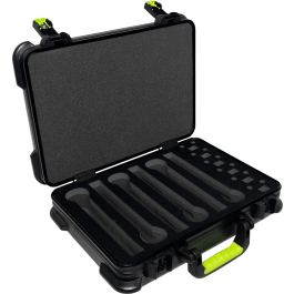 SBG Estuche de Transporte de Polietileno para 6 Micrófonos Inalámbricos con Espacio para Pilas, Cierre TSA