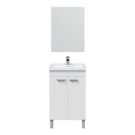 Forés/Arkit Mueble de baño con 2 puertas y espejo, 50 cm, blanco brillo Forés/Arkit Mueble de baño con 2 puertas y espejo, 50 cm, blanco brillo