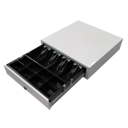 Seypos Cajon Portamonedas Blanco 410x415x110mm Eléctrico 8 Monederos 4 Billeteros con Llave