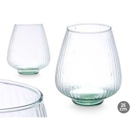 Jarron Vidrio Reciclado Rayado 25 Cm Giftdecor (3 Unidades)