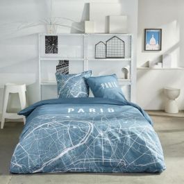 Juego de cama - HOY - JAVA - 2 personas - 240x220 cm - Algodón - Estampado París - Azul