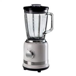 Ariete Batidora de Vaso Moderna Blanca con Vaso de Vidrio, 4 Cuchillas de Acero Inoxidable y 4 Velocidades