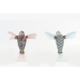DKD Home Decor Figura Navidad Fantasia Colibri, Rosa Palo Azul Celeste, Foam Poliester, 18x19x10 cm (2 Unidades)