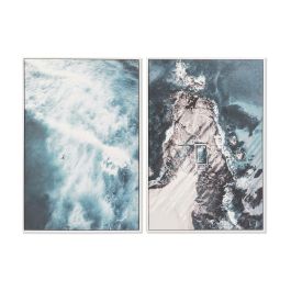DKD Home Decor Cuadro Decorativo Atlántico con Diseño de Olas Azul Blanco en Lienzo y Marco Ps de 93x62.5 cm - Pack de 2 Unidades Precio: 42.42018. SKU: S3028202