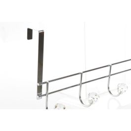 DKD Home Decor Perchero Básicos de Metal Plateado y Transparente, 10 cm Largo x 22 cm Alto x 47 cm Ancho