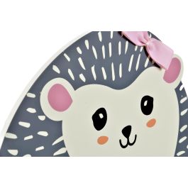 DKD Home Decor Perchero de Pared Infantil Erizo MDF Gris y Blanco 30x30x4.5 cm Hecho a Mano para Decoración de Habitación