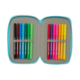 Safta Plumier Escolar Triple Cremallera 37 Piezas Reciclado Moos Fiori 195x125x55 mm