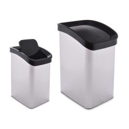 Papelera de plástico basculante plateada 12L Berilo 28x35x22 cm (6 Unidades) Precio: 39.49999988. SKU: S3610483