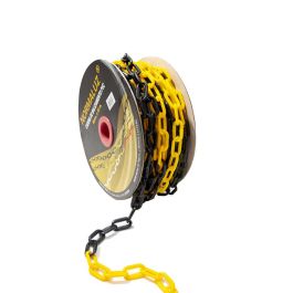 Normaluz Cadena plástica amarilla y negra, 6mm x 25m para delimitar y señalizar