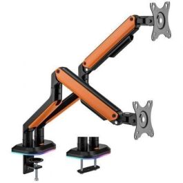 AISENS - SOPORTE DE MESA RGB GAMING CONTRAPESO GIRATORIO E INCLINABLE PARA MONITOR/TV 9KG (3 PIVOTES, 2 BRAZOS) DE 17-32, NEGRO-NARANJA