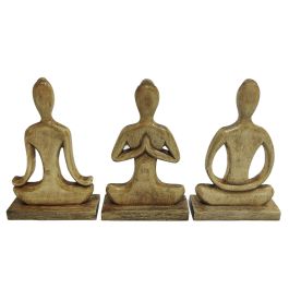 DKD Home Decor Figura Árabe de Yoga Marrón Claro de Mango 6 x 28.5 x 17.7 cm (3 Unidades) Precio: 28.88999993. SKU: B1KJSTEGNS