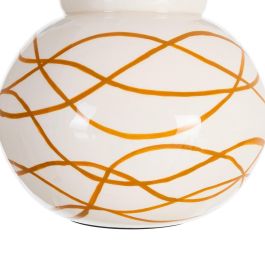 Jarrón Blanco-Mostaza Metal Decoración 23 X 23 X 20 cm