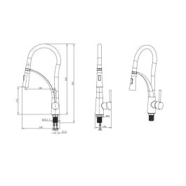 OCEANIC Mezclador monomando de lavabo - Giratorio 360 ° - Con ducha de mano - Silicona