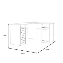 TOLEDE Escritorio de esquina 1 puerta 4 cajones - Decoración de papel blanco - L 125 x P 125 x H 75 cm TOLEDE Escritorio de esquina 1 puerta 4 cajones - Decoración de papel blanco - L 125 x P 125 x H 75 cm