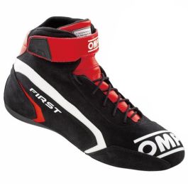 Omp OMPIC0-0824-A01-073-37 Zapatillas Rally First FIA 8856-2018 Negro-Rojo Talla 37, Ante, Velcro y Cordones